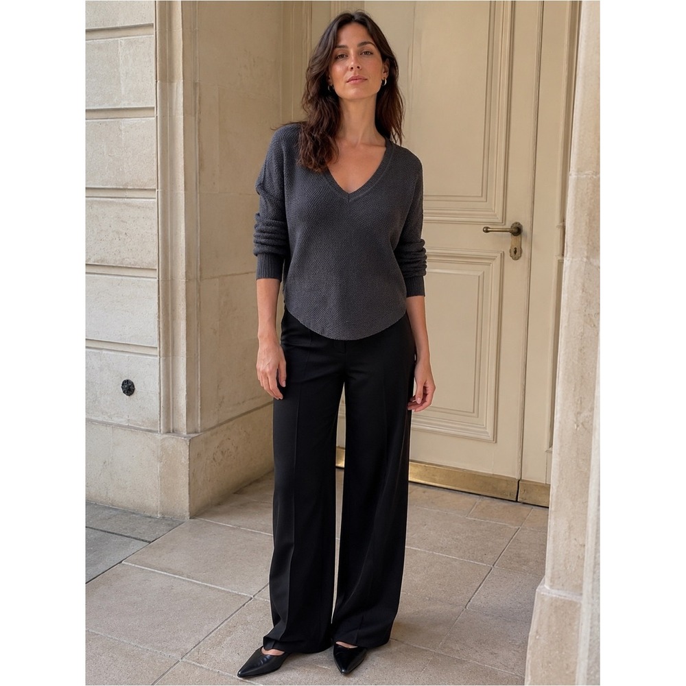 Silk Cotton Cashmere V Neck Sweater Minimalist Quiet Luxury Wilfred Aritzia M